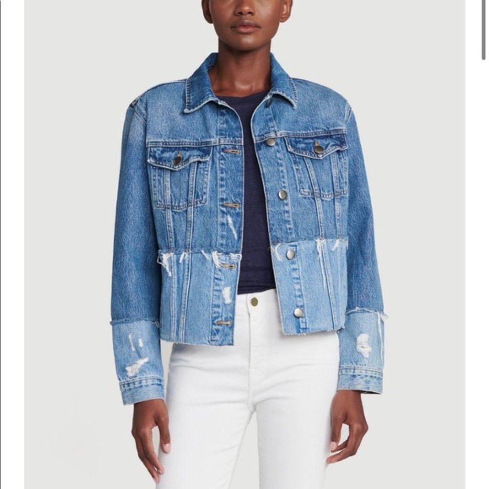 Frame Denim Blue Distressed Jean Jacket